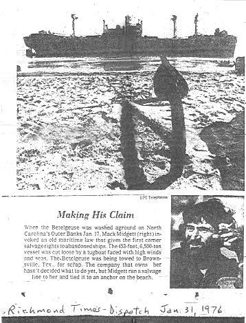 Betelgeuse aground newspaper article
